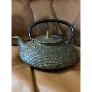 Vintage Japanese Teavana Copper Brown Cast Iron Dragonfly Teapot